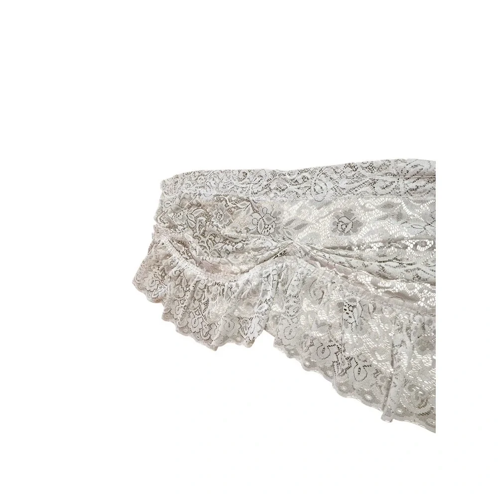 Gorgeous Vintage Lace Valance White Ruffled Short Curtain Fancy Scalloped Single